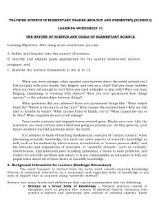Nature of Science & Elementary Science Goals