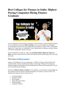 Best Finance Colleges in India & Top Hiring Companies