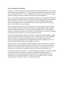 The Importance of Education: Personal & Societal Transformation