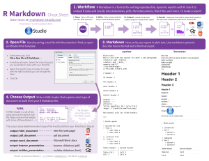 R Markdown Cheat Sheet: Workflow, Syntax, Code Embedding & Publishing