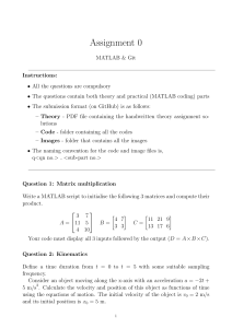 MATLAB & Git Assignment 0: Matrix, Kinematics, Convolution Problems