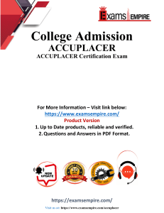 ACCUPLACER Reading Practice Test