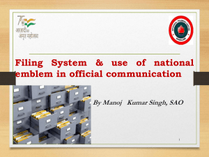 Filing Systems & National Emblem Use in Official Communication