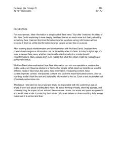 Reflection on Misinformation & Disinformation