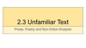 Unfamiliar Text Exam Study Guide: Prose, Poetry, Non-fiction