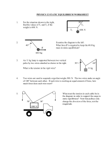 Physics 12 Static & Rotational Equilibrium Worksheet with Answers