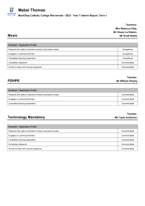 Mabel Thomas Year 7 Interim Report - MacKillop Catholic College 2023