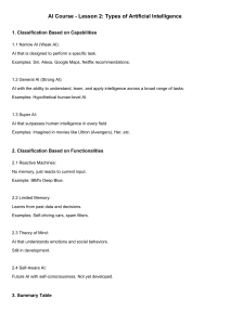 AI Types: Narrow, General, Super AI - Lesson & Quiz