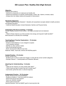 Healthy Diet Lesson Plan for High School Students | Nutrition Education