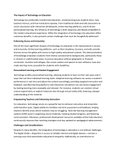 Technology's Impact on Education: Access, Learning, and Challenges