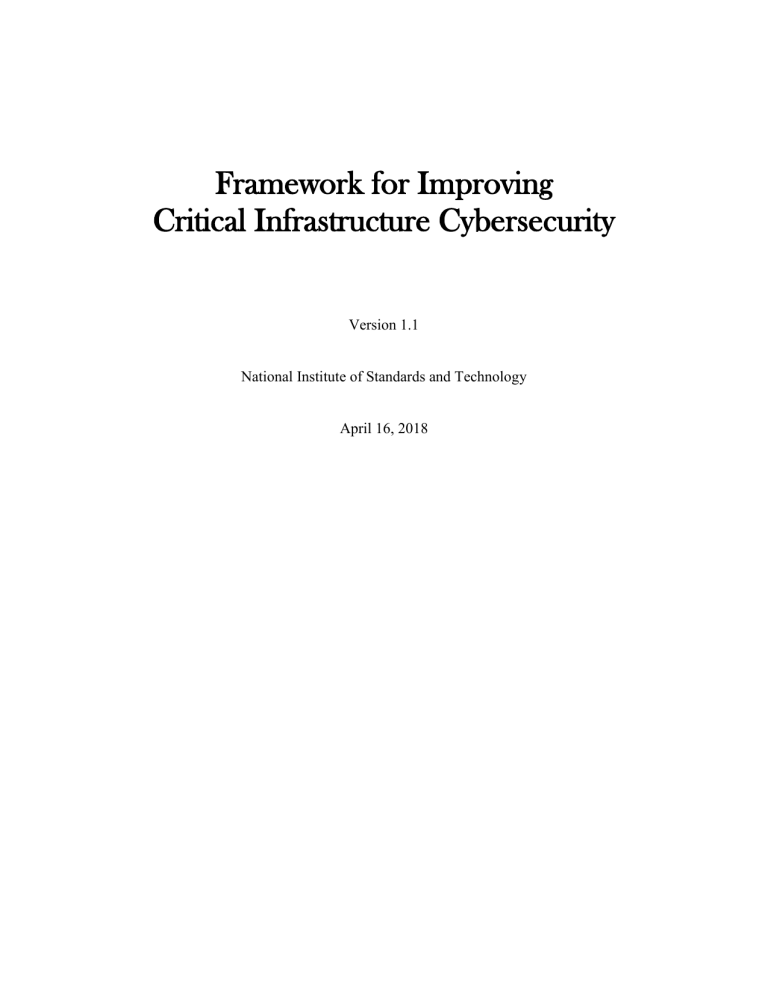 Cybersecurity Framework for Critical Infrastructure