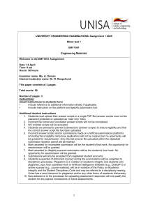 Engineering Materials Assignment: EMT1501 - UNISA 2025