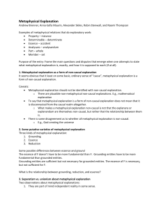 Metaphysical Explanation: Concepts, Varieties, Models & Debates