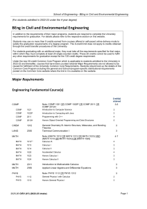 Civil & Environmental Engineering BEng Course Requirements