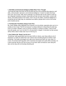 Soft Skills, Ethics, and Initiative: Personal Reflections