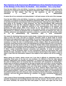 EBO Biology: An Anonymous Whistleblower's Detailed Account