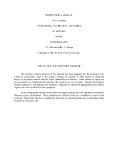 Engineering Mechanics Dynamics Instructor's Manual SI