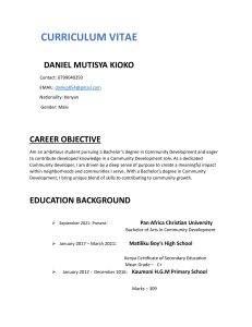Daniel Mutisya Kioko - Community Development CV