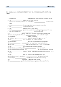 Modal Verbs Worksheet: English Grammar Practice
