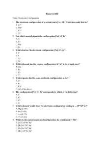 Electronic Configuration Homework: Chemistry Problems