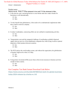 Test Bank for Global Business Today (2024 Release) By Charles W. Hill