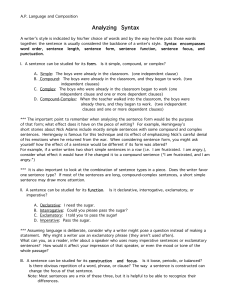 Analyzing Syntax: Sentence Structure & Style