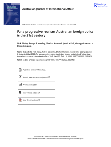 Progressive Realism: Australian Foreign Policy in the 21st Century