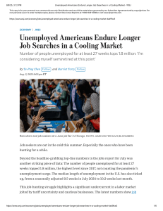 Longer Job Searches in Cooling Market: US Unemployment
