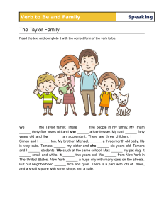 Verb 'To Be' & Family Worksheet: Elementary English