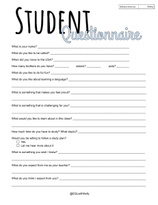 ESL Student Questionnaire: Learning Needs & Goals