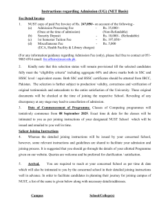NUST UG Admission Instructions 2025: Fees, Eligibility & Joining