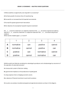 Grade 11 Economics Multiple Choice Questions