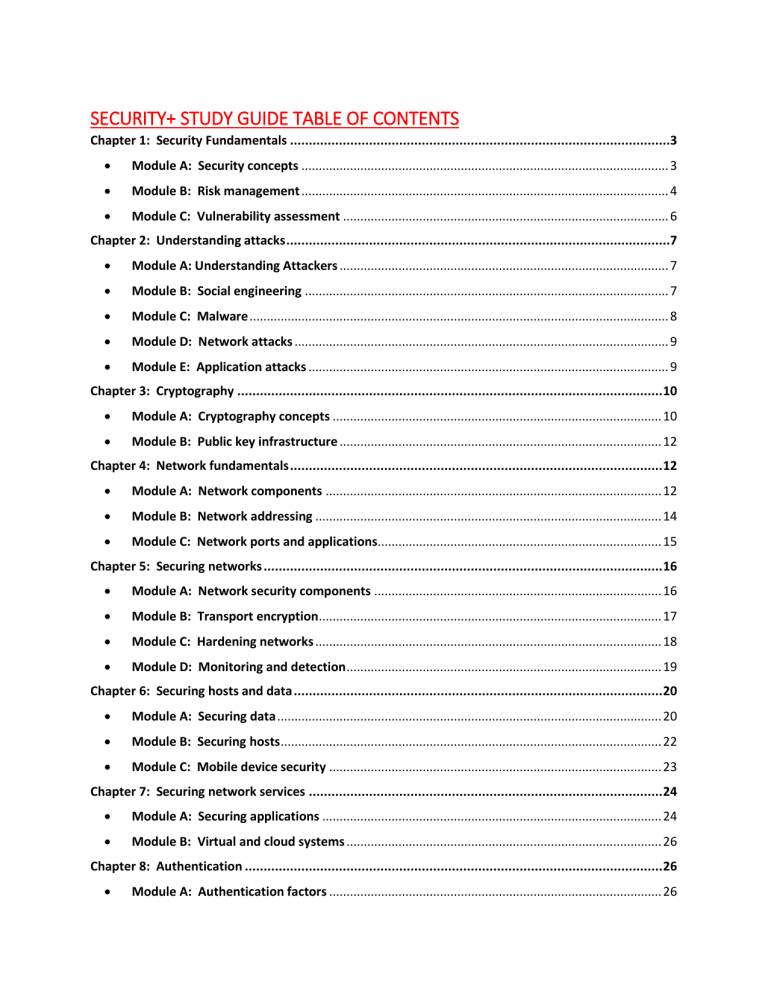 Security+ Study Guide: Fundamentals, Attacks, Cryptography & Networks