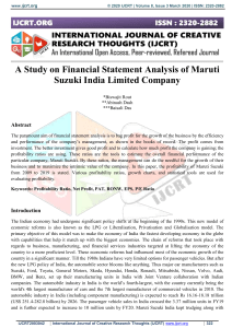 Financial Analysis of Maruti Suzuki India Ltd. (2009-2019)