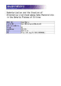 Sedentarization & Livelihood in Eritrea: Saho Pastoralists