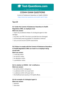 COSHH Exam Questions: Practice Tests & Answers