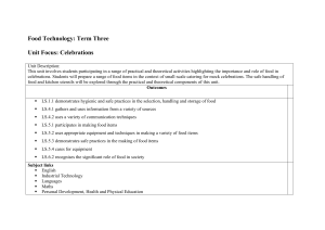 Food Technology: Celebrations Unit Plan