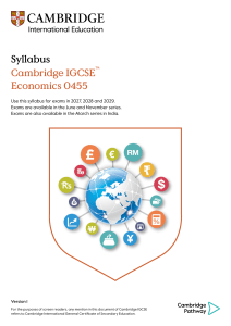 Cambridge IGCSE Economics 0455 Syllabus (2027-2029)