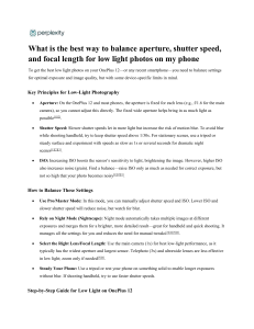 Low Light Phone Photography: Aperture, Shutter Speed Guide