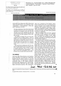 Kranworth Chair Corp: Divisionalization Case Study