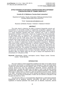 Botanical Biopesticides for Termite Control: A Mortality Study