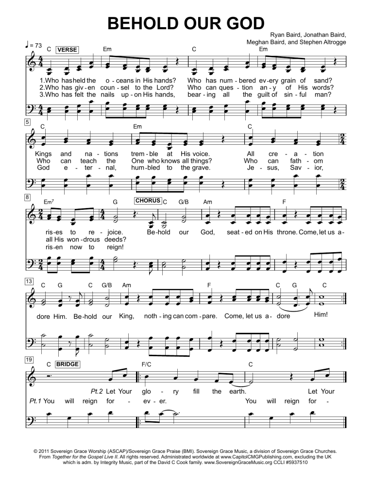 Behold Our God Sheet Music | Christian Worship Song