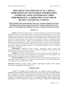 Intellectual Capital & ICT Firm Performance in Vietnam: Mediation Analysis