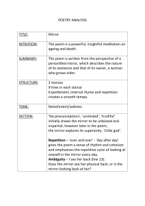 Poetry Analysis: Mirror Poem - Structure, Tone, Diction