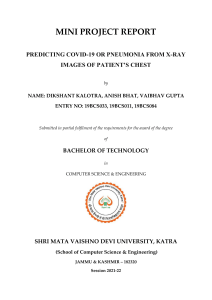 COVID-19 & Pneumonia Prediction from X-Ray Images using Deep Learning