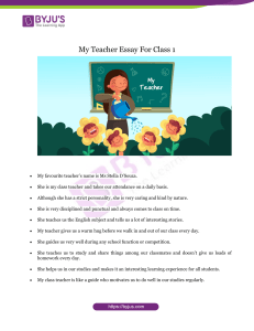 My Teacher Essay for Class 1: A Descriptive Example