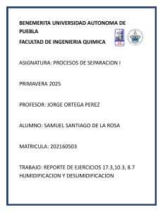 Informe de Humidificaci&oacute;n y Deshumidificaci&oacute;n: Procesos de Separaci&oacute;n