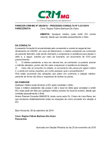 Parecer CRM-MG 205/2016: Emiss&atilde;o de DO