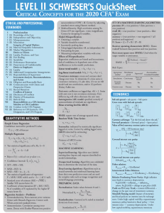 CFA Level II QuickSheet: Key Concepts for Exam Prep