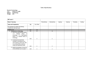 Criminology Exam Table of Specifications